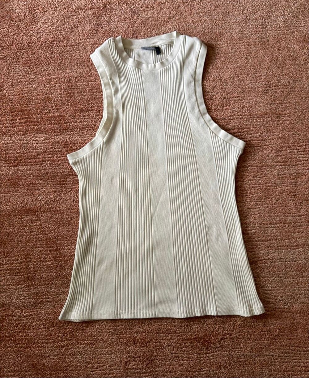 ASOS DESIGN Women’s Cream Ribbed Stretch Tank Top Size L